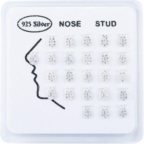 24PCS 925 solid Sterling Silver U Tulip Shiny CZ Nose Rings for Women Hypoallergenic 22G flower Nose Stud Piercing Body Jewelry