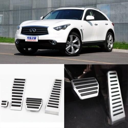 4pcs Aluminium Non Slip Foot Rest Fuel Gas Brake Pedal Cover For Infiniti QX70 AT 2013-2016