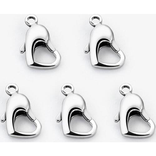 5pcs/lot Stainless Steel Joint Link Spring Buckles Heart-shaped Lobster Buckle DIY Accessories Material Necklace Bracelet Crafts