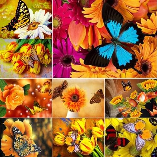 New Arrival DIY 5D Diamond Painting Full Square Butterfly Flowers Cross Stitch Kit Embroidery Mosaic Art Picture of Rhinestones