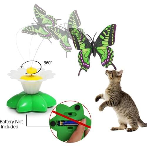 Automatic Electric Rotating Cat Toy Colorful Butterfly Bird Animal Shape Plastic Funny Pet Dog Kitten Interactive Training Toys