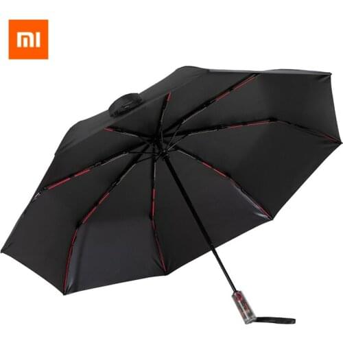 Xiaomi Konggu Transparent Mechanical Anti-rebound Automatic Umbrella Bright Handle Red Fiberglass Umbrella Bone Windproof Men