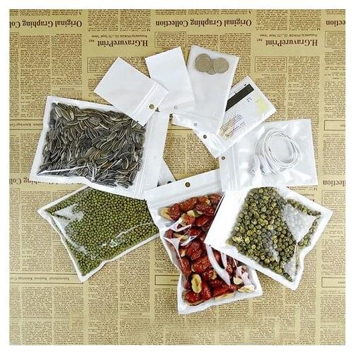 White / Clear Self Seal Zipper Plastic Retail Packaging Pack Bag Ziplock Zip Lock Storage Bag Retail Package With Hang Hole