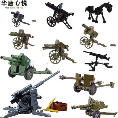 Creator Military Sets Building Blocks Gifts Heavy Machine Gun Black Toy For Children Model World War II MPJ203 Creators Military