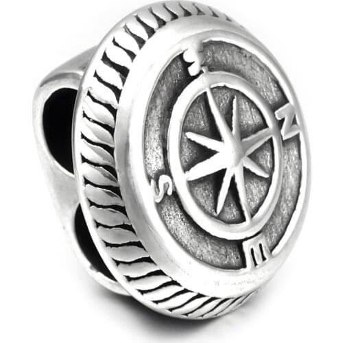 Stainless Steel Beads Double Hole 5mm Compass Polished Slider Bead Accessories Slide Charms for DIY Bracelet Jewelry Making