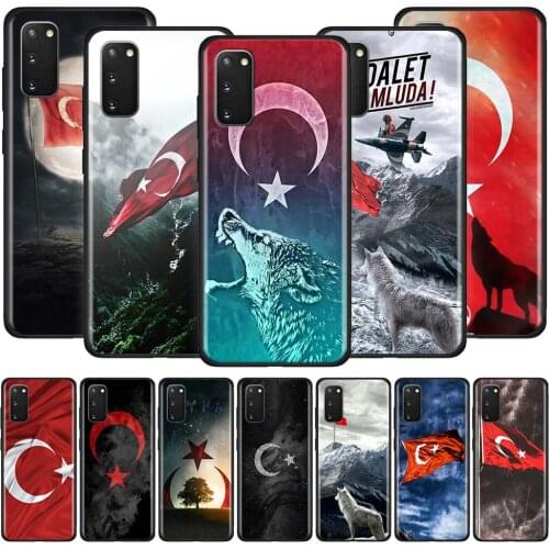 Turkey Turkish Flag Case for Samsung Galaxy S10 S20 S10e S9 S8 Plus Note 20 Ultra 10 Lite 9 Black TPU Phone Cover Capa
