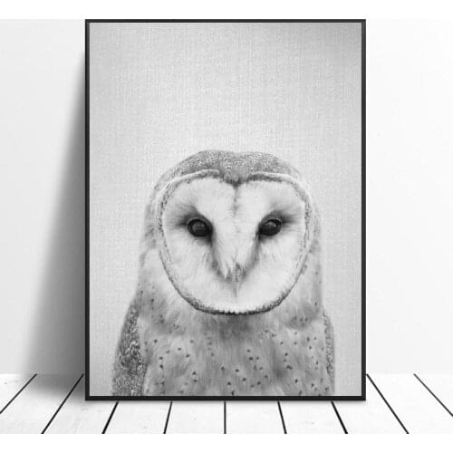 Black & White Owl Canvas Painting Art Print Poster Picture Wall Modern Minimalist Bedroom Living Room Decoration