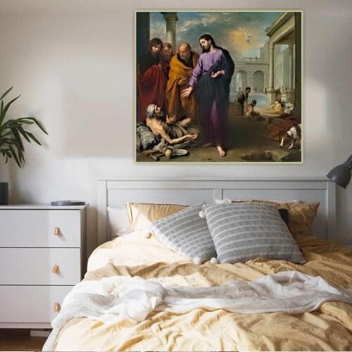 Citon Murillo《Christ healing the Paralytic at the Pool of Bethesda》Canvas Art Oil Painting Picture Wall Decorations Home Decor