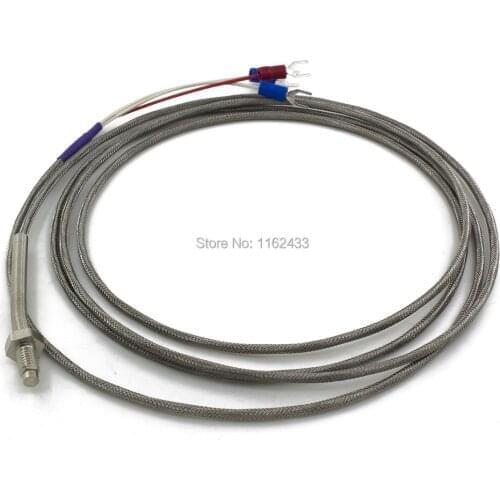 FTARB02 PT100 type M6 bolt head spring protected 2m high temperature metal screening cable RTD screw temperature sensor