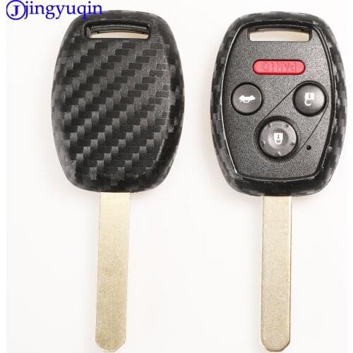 Jingyuqin 2/3 Buttons Carbon Silicone Car Key Case Cover Shell For Honda CIVIC JAZZ Pilot Accord CR-V Holder