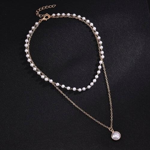 2020 Hot-Selling Lady Temperament Double Pearl Chain Necklace Fashion Super Fairy Girls Gift Wild Clavicle Chain Accessories