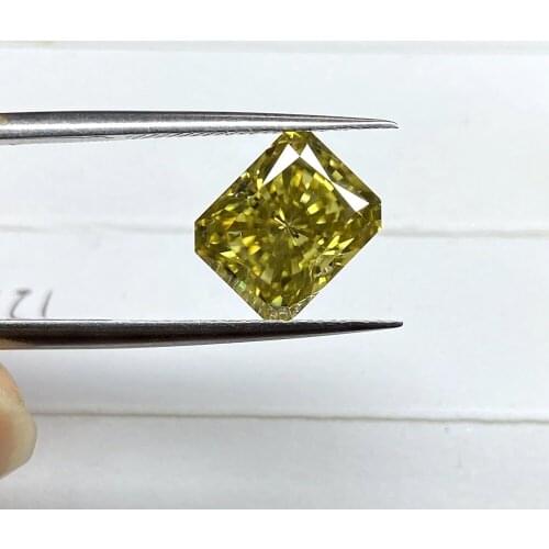 Moisangna Fancy Vivid Yellow Moissanite Diamond 8x10mm 4CT Radiant Cut Use for Engagement Jewelry