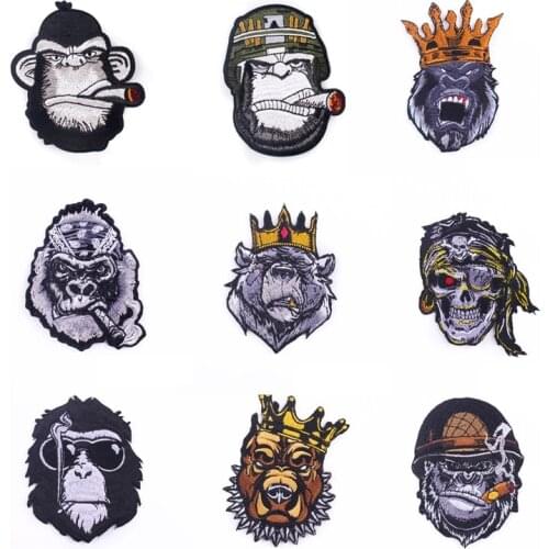 DIY Punk/Skull Patch Iron On Patches For Clothes Animal Embroidered Patches For Clothing Sewing Embroidery Patch Stripes Sticker