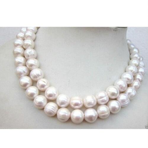 New 34" 9-10MM SOUTH SEA WHITE BAROQUE PEARL NECKLACE