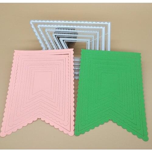 New 5-layer flag-shaped photo frame metal cutting template DIY scrapbook, card making, embossing crafts, photo album decoration