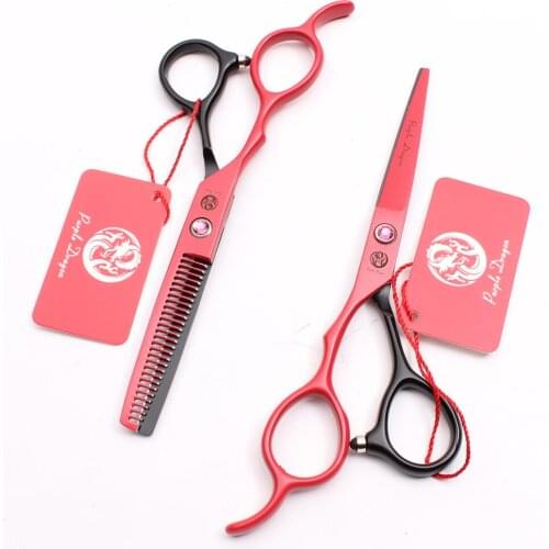 Left-Hand 5.5Inch 16cm Purple Dragon Red&Black Professional Barber Scissors Cutting Scissors Thinning Shears Hair Scissors Z8001