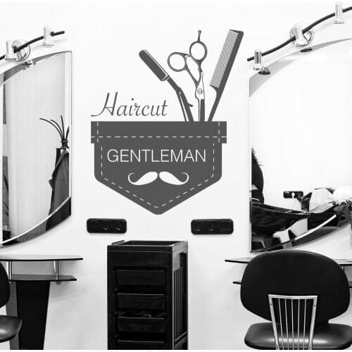 Barbershop barber scissors, razor and comb Vector Wall Sticker Decal Hair Salon Sticker Haircut Room Wall art Decoration A00480