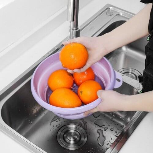 Plastic Folding Washbasin Household Thickened Water Basin Laundry Washing Face And Vegetable Baby Basin Can Be Hung And Portable