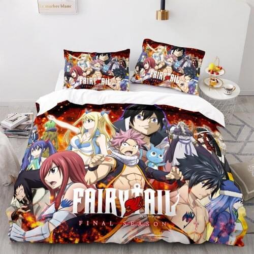 Fairy Tail Bedding Set Single Twin Full Queen King Size Fairy Tail Bed Set Childrens Kid Bedroom Duvetcover Sets 3D Print 001