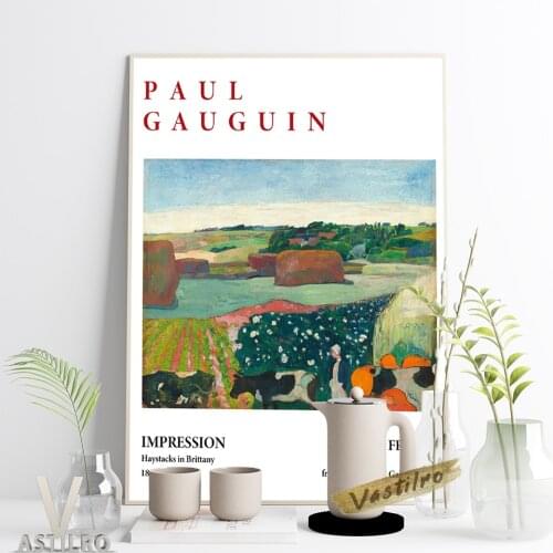 Paul Gauguin National Gallery Art Prints Poster Haystacks In Brittany Exhibition Museum Canvas Painting Living Room Home Decor