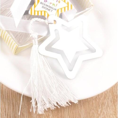 Pentagram Star Bookmark Party Supplies with White Silk Tassel Baby Shower Childrens Party Gifts LX1626