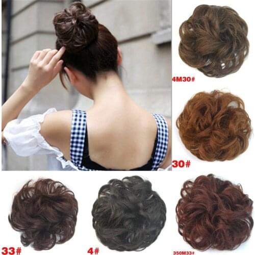 Sale 1pc Women Fashion Synthetic Hair Chignon Natural Hair Bun Extension Curly Scrunchie HairBand Hair Accesories