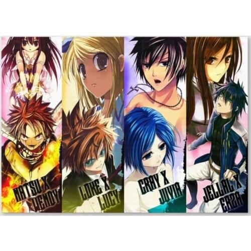 Self-adhesive wall stickers Fairy Tail Wall Artwork Modular Japanese Anime Paintings Pictures Poster Living Room Decoration