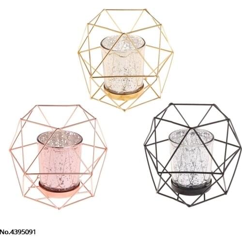 New Nordic Style 3D Geometric Candlestick Metal Candle Holder Wedding Home Decor Hot