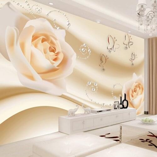 Modern Simple Yellow Flowers Pearl Photo Wallpaper Murals Living Room Backdrop Wall Paper Home Decor Papel De Parede 3D Paisagem