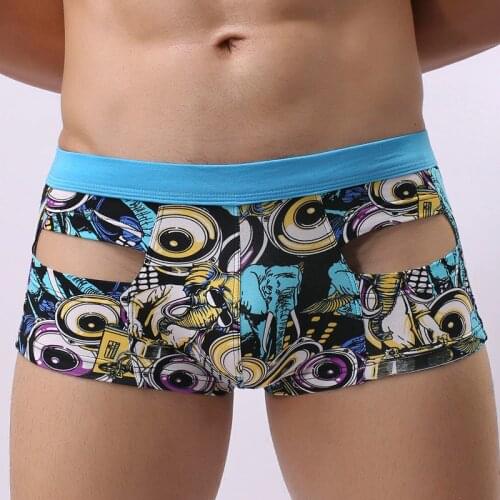 Mens Underwear Sexy Men Boxer Shorts Breathable Hollow Cotton U Convex Gay Boxers Homme Tide Camouflage Printed Underpants