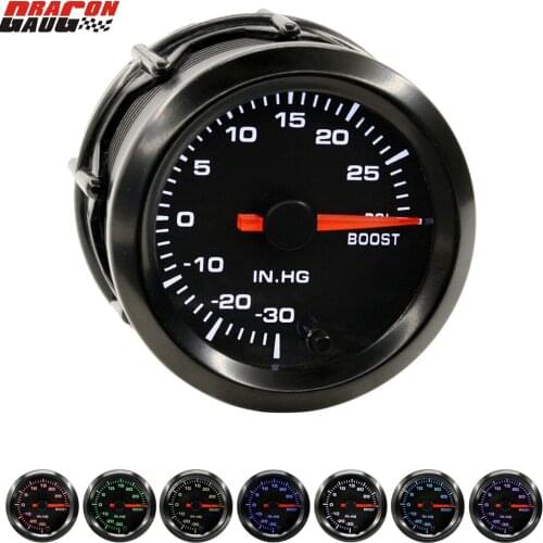 Dragon 52mm High Speed Stepper Motor 7 Colors Auto Car Boost Gauge 0-30 PSI Turbo Turbine Instrument Meter Free Shipping