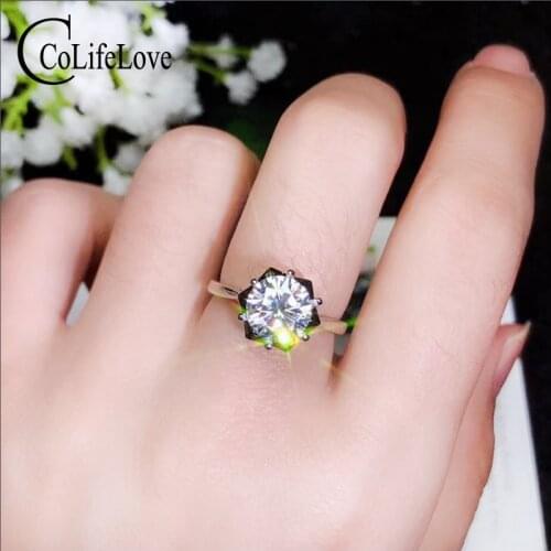 CoLife Jewelry 925 Silver Engagement Ring for Woman 1.5ct D Color Moissanite Wedding Ring Sterling Silver Moissanite Jewelry