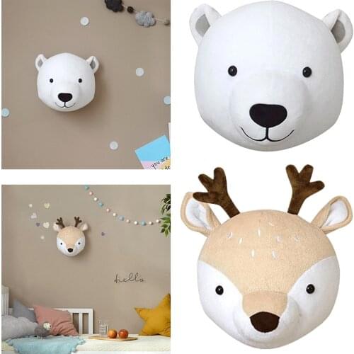 Animal Head Wall Decor Bear/Deer ing Mount,Stuffed Animal Plush Toy