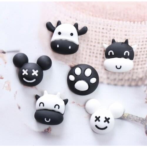 10-20Pcs Cute Cartoon Cow Flat Back Planar Resin DIY Ornament Hairpin Earring Nail Art Crafts Accessories Decor Patch Applique