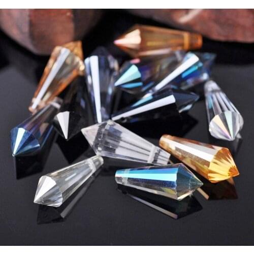 10pcs 10x25mm Teardrop Bicone Prism Faceted Crystal Glass Loose Crafts Pendants Beads for Jewelry Making DIY