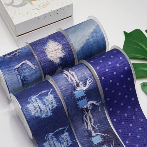 DIY Cartoon Denim Printed Grosgrain Ribbon For Craft Supplies Sewing Accessories 5 Yards, Planar Resins Mold 10 Pieces. 52625