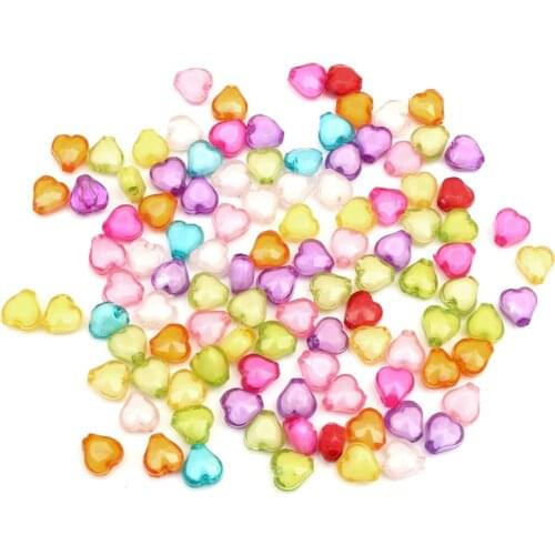 100Pcs 10mm Mixed Heart Transparent Acrylic Beads Loose Bead Woman Men Jewellery Making DIY Bracelet Necklace Jewelry Finding