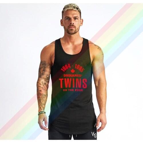 1964-1995 Twins On The Edge DSQ2 Red Logo Comfortable Bodybuilding Tank Tops For Men Summer Gym Clothing Customized Vest Shirts