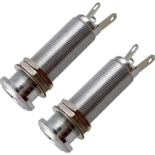 2x Threaded Cylinder Output Jack Plug Socket Plate Pickup Output Jack Silver