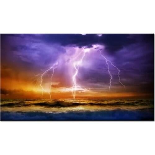 Home decoration storm lightning diamond embroidery sale landscape 3d picture of rhinestone mosaic diamond paint