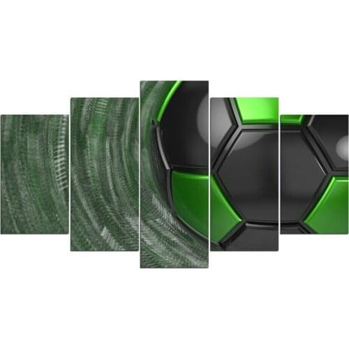 Abstract Green Soccer Sports 5 pcs Modern Home Wall Decor Canvas Picture Art HD Print Painting On Canvas for Living Room Unframe