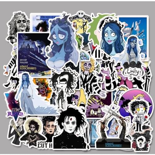 50pcs Stickers Edward Scissorhands Tim Burton Classic Movie Graffiti Sticker For Skateboard Laptop Bicycle Waterproof Decals
