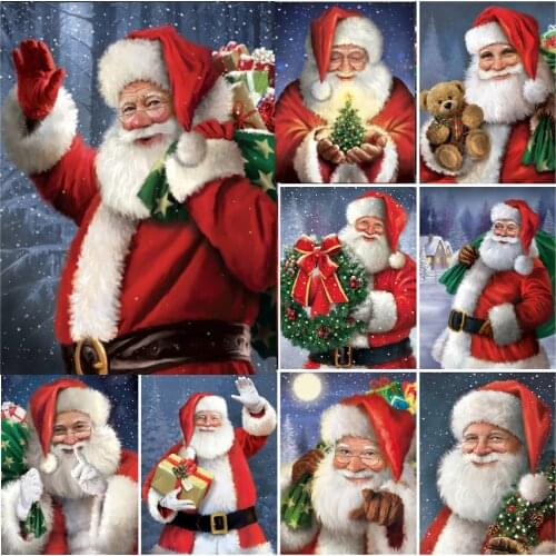 5D Diy Diamond Embroidery Christmas Diamond Painting Santa Claus Cartoon Cross Stitch Mosaic Home Decoration Xmas Gift