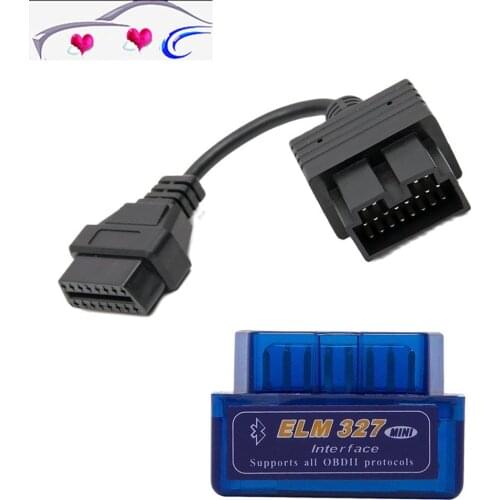 Super Mini ELM327 Bluetooth + OBD2 Connector Cable for Kia 20 pin Car Scanner Diagnostic Tool ELM 327 For Android Torque Windows
