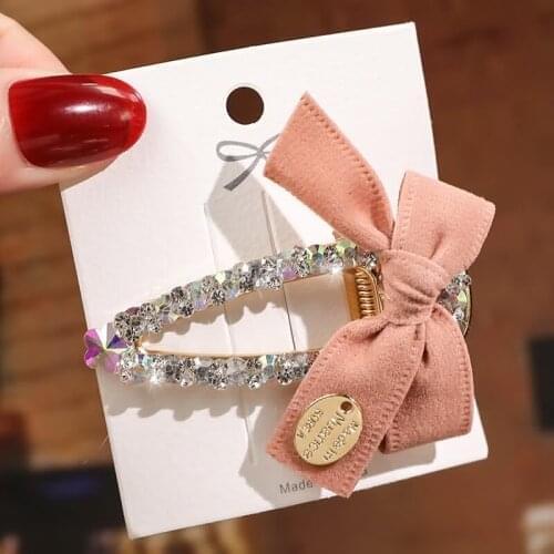 Bowknot Rhinestone Clips Barrettes Crystal Hair Clip Hairpins for Women Girls Alloy Hair Accessories Fashion