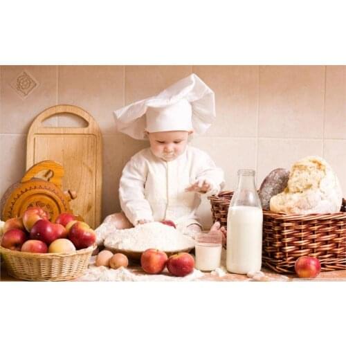 No Frames Baby Milk Food Kids Bread Cooking Chief Apples Cooks Home Decor Canvas Print Poster Printing Nordic Decoration