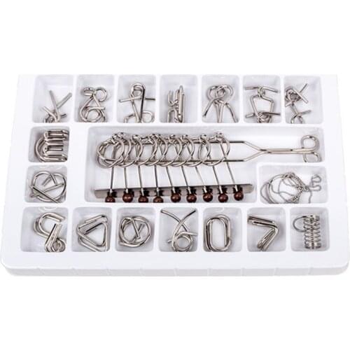 Butebuy 18Pcs Metal Wire Puzzle IQ Mind Brain Teaser Link Unlock Interlock Set U7EE