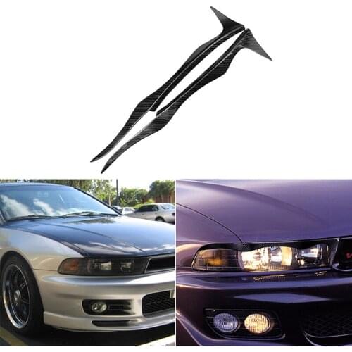 For Mitsubishi Galant Legnum VR4 JDM 1997-2002 Real Carbon Fiber Headlight Cover Eyebrow Eyelids Car Sticker Trim Protector