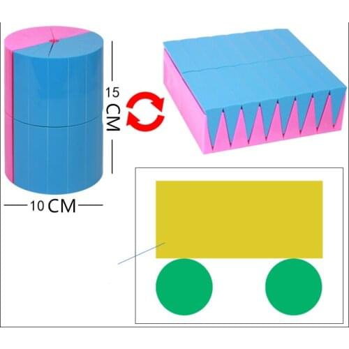 Cylinder volume Surface area derived Demonstrator cuboid primary school mathematics teaching aid