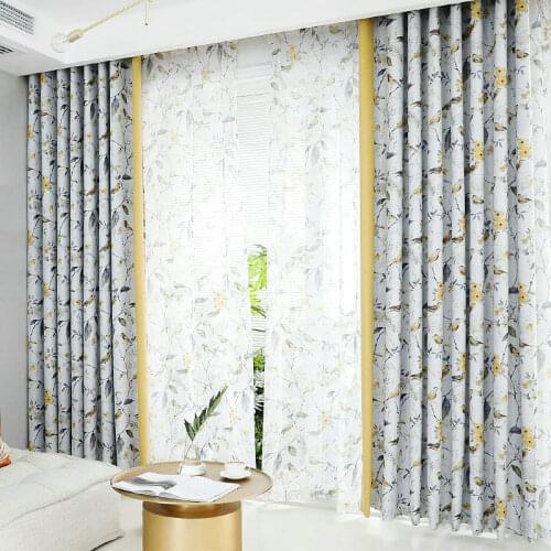 Floral Curtains for Living Room Bedroom Blackout Curtain for Kitchen Plants Birds Drapes Window Treatment Shades New Design